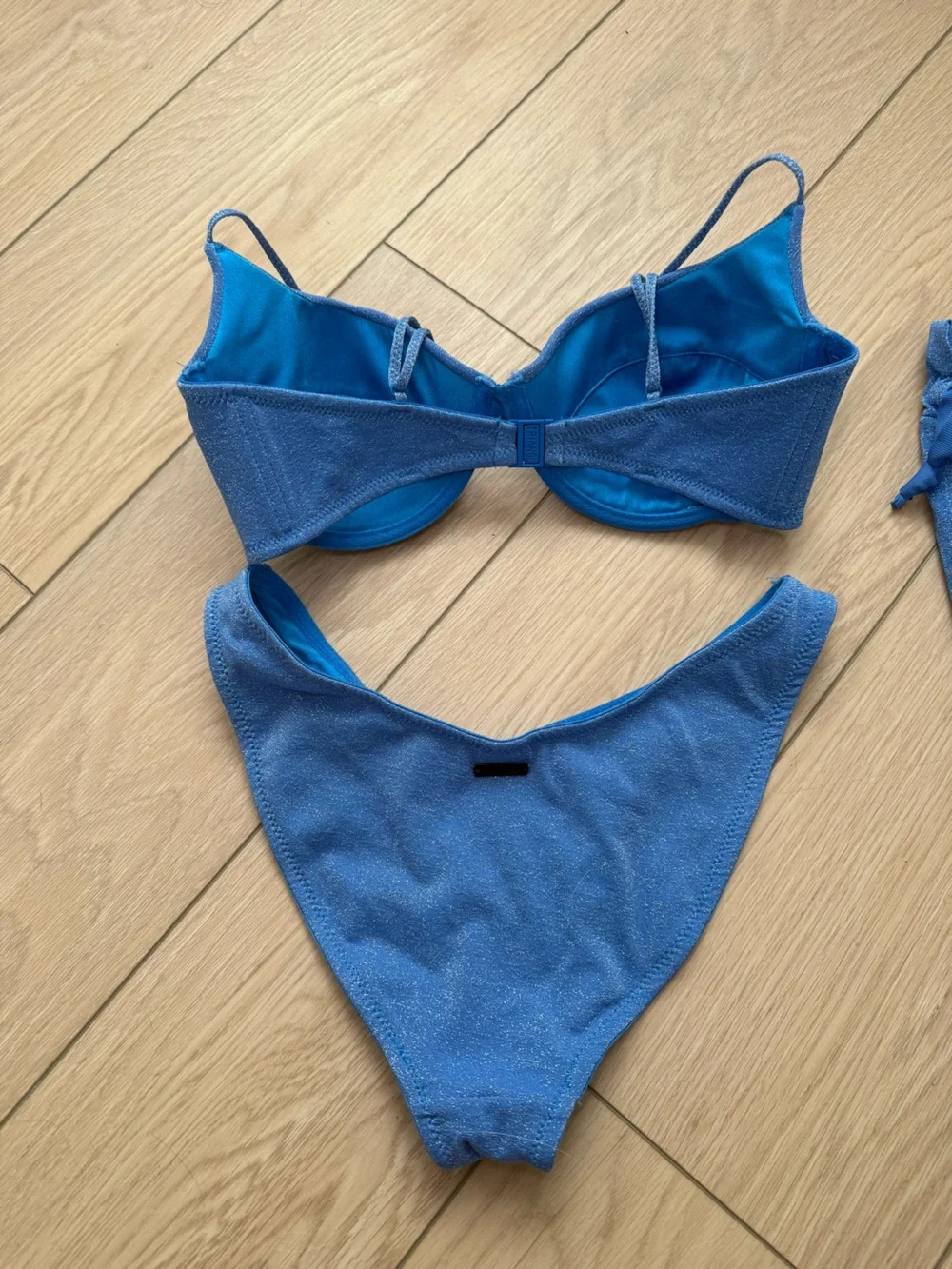 triangl swimwear Blue Shimmer Bikini small++ top large bottoms